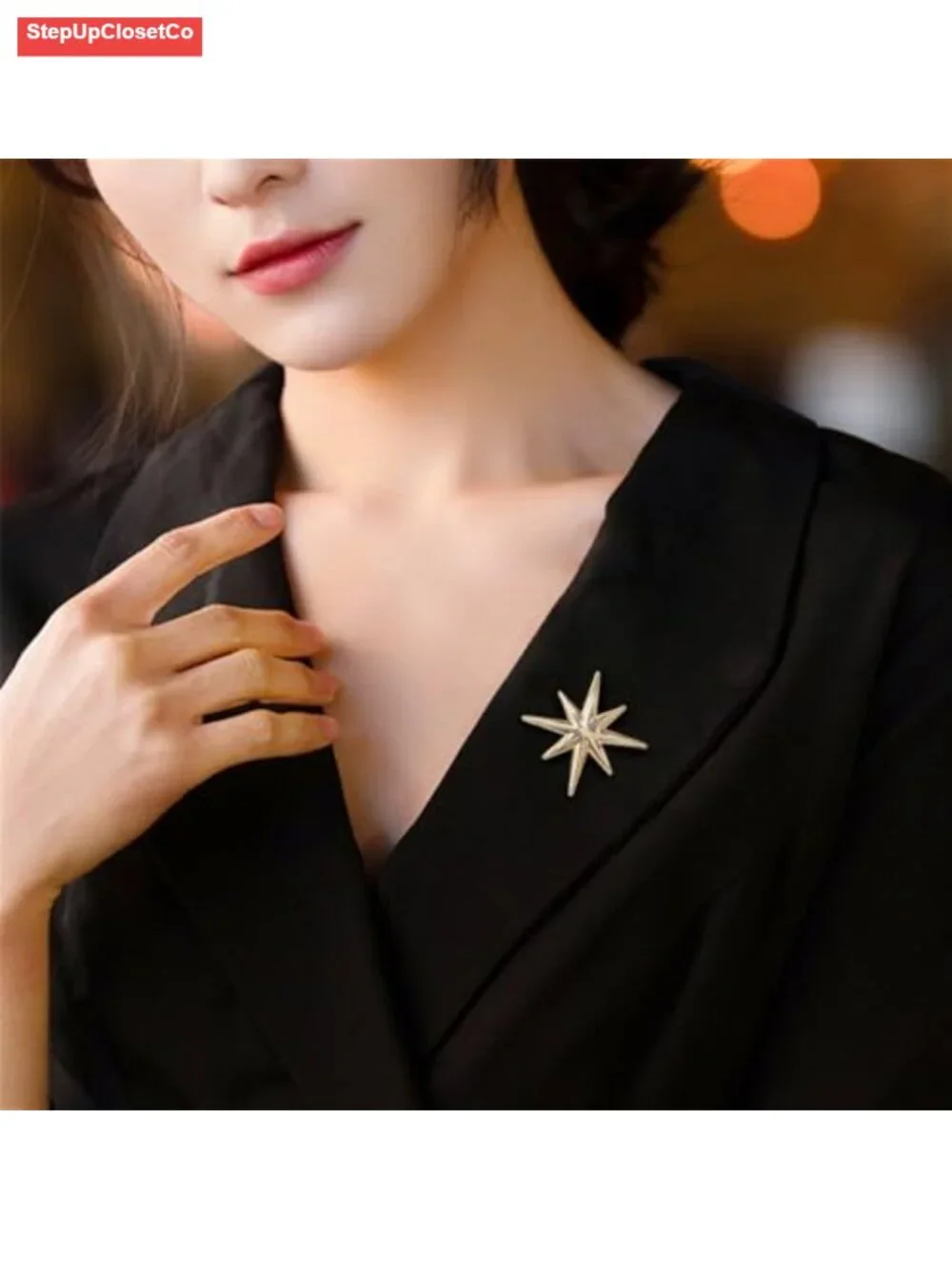 Minimalist Starburst Brooch Pin Fashion Alloy Metal Lapel Hat Bag Suit Accessory